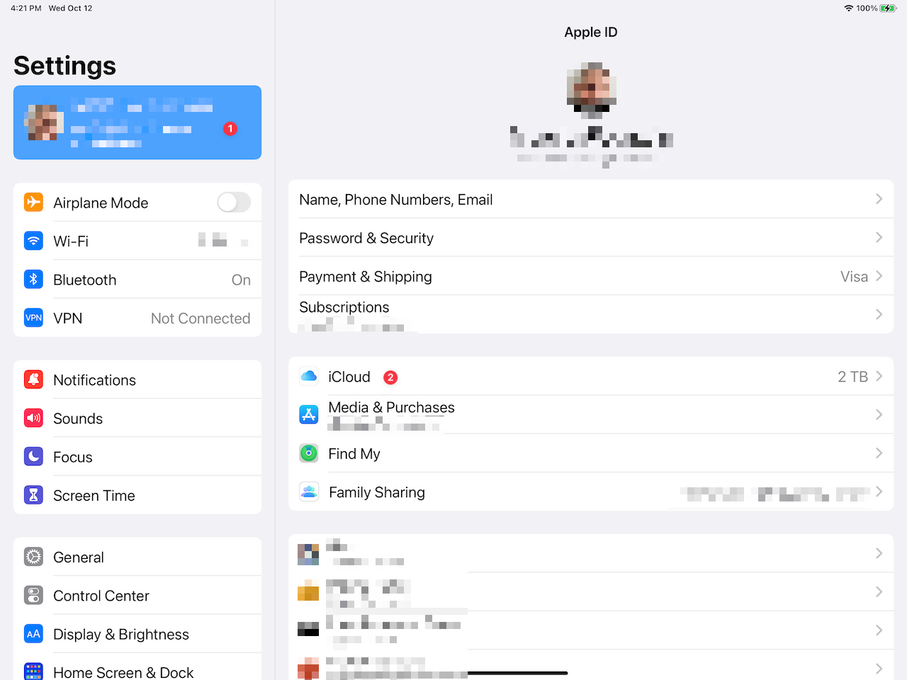 ipadOS iCloud Settings