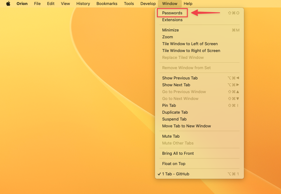 macOS Passwords Menu