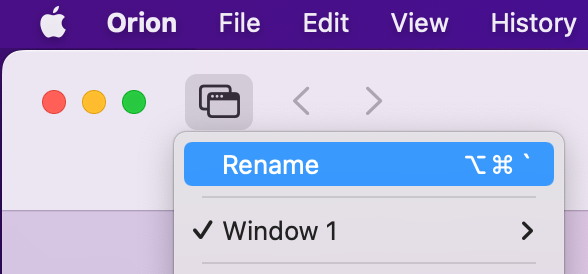 macOS Windows Menu Rename