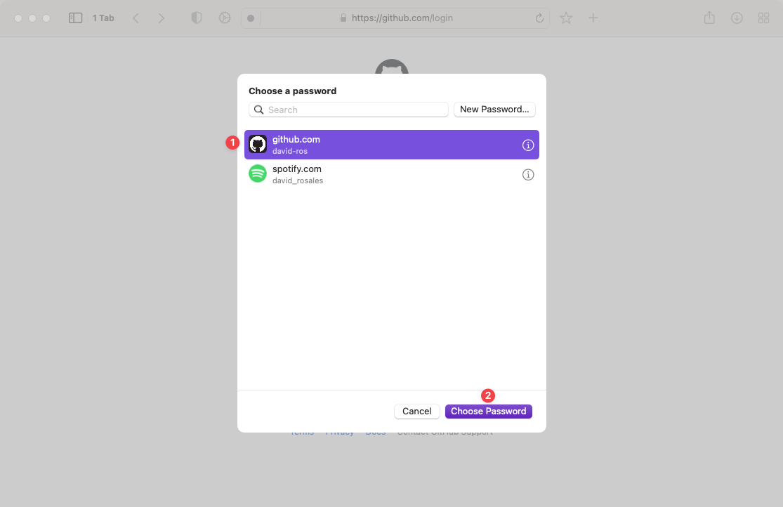 3rd Party Passwords - Choose Password