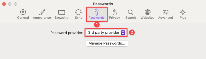 3rd Party Passwords - Settings Window